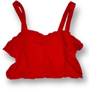 Forever 21+ PLUS Red Smocked Thick Strap Crop Top | Retro Pinup Style | Size 3X